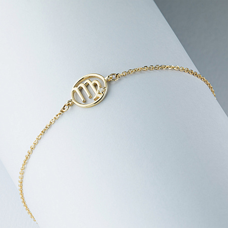 Браслет дева из желтого золота с бриллиантом