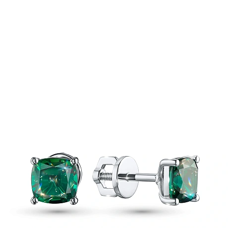 Пусеты из комбинированного золота с и изумрудами