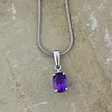 Подвеска из серебра с аметистом и бриллиантами