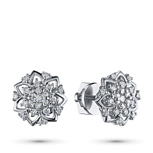 Пусеты из белого золота c бриллиантами