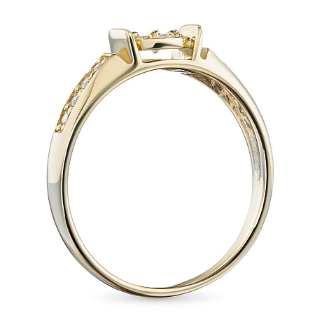 Классическое кольцо из желтого золота с бриллиантами