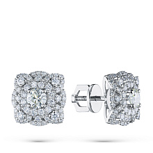 Пусеты из белого золота c бриллиантами