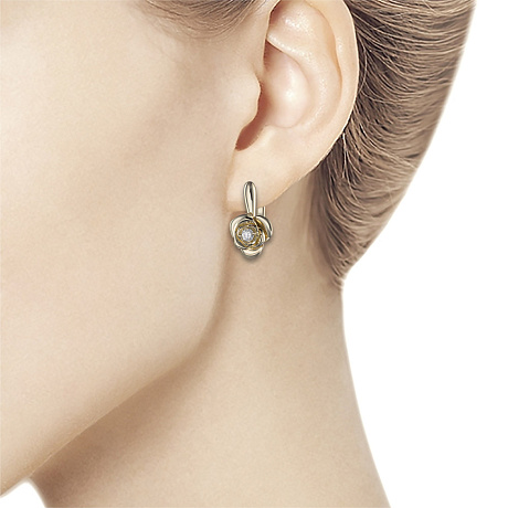 Серьги из желтого золота с бриллиантами