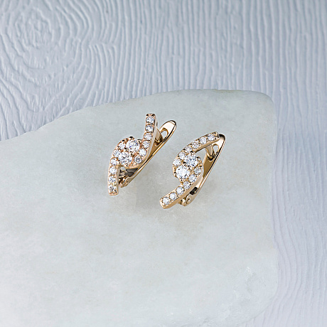 Серьги из желтого золота с бриллиантами