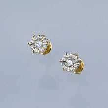 Пусеты из желтого золота c бриллиантами