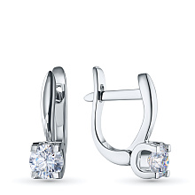 Серьги из белого золота с бриллиантом