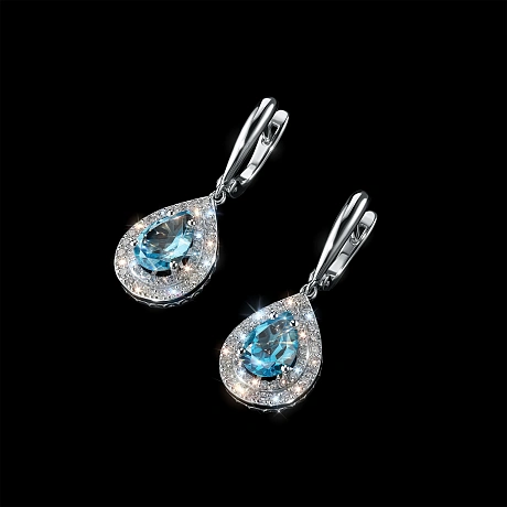 Серьги из комбинированного золота с и топазами