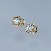 Пусеты из желтого золота c бриллиантами