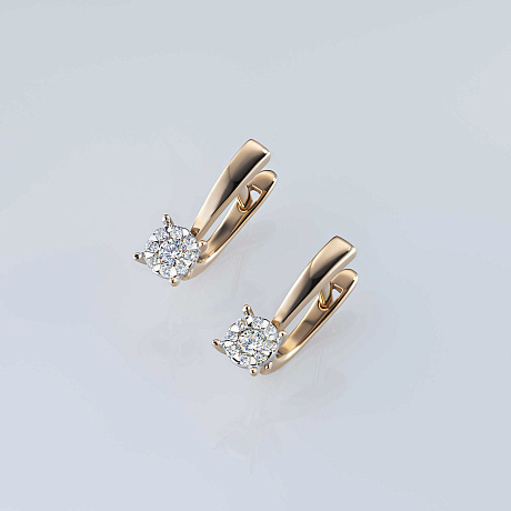 Серьги из комбинированного золота с бриллиантами