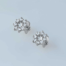 Пусеты из белого золота c бриллиантами