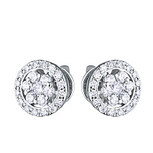 Пусеты из белого золота c бриллиантами