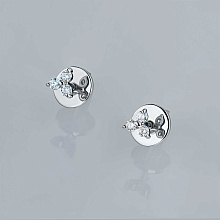 Пусеты из серебра c бриллиантами