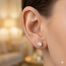 Пусеты из желтого золота с бриллиантом