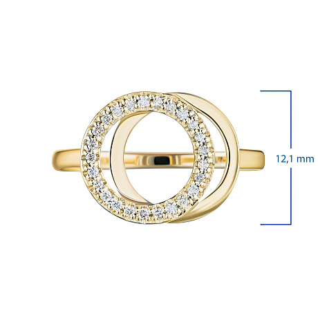 Классическое кольцо из желтого золота с бриллиантами