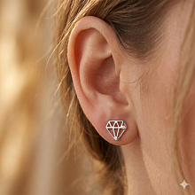 Пусеты из серебра с бриллиантом