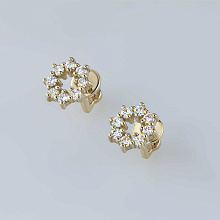 Пусеты из желтого золота c бриллиантами