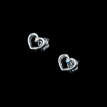 Пусеты из серебра с бриллиантом