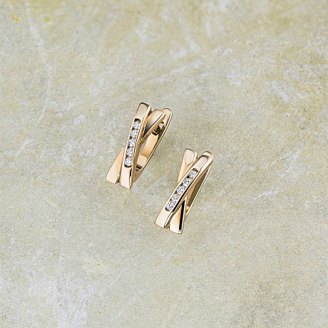 Серьги из желтого золота с бриллиантами