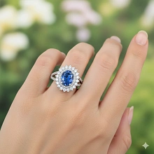 Кольцо из комбинированного золота с и сапфиром и бриллиантами