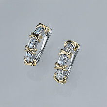 Серьги из комбинированного золота c бриллиантами