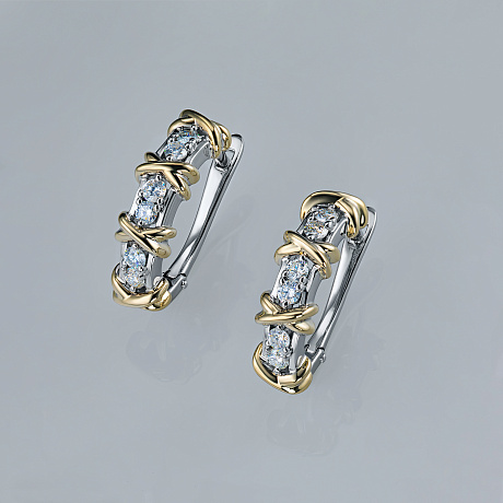 Серьги из комбинированного золота