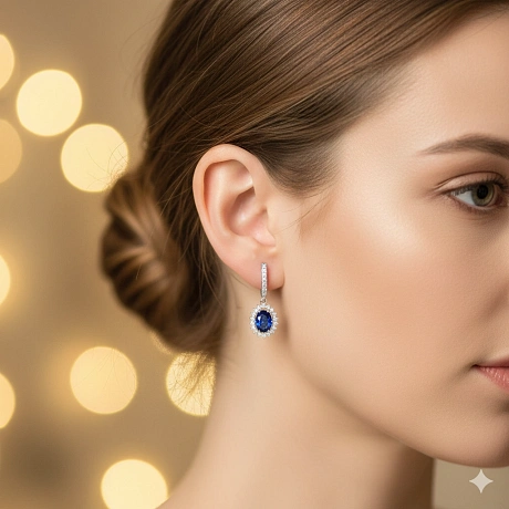 Серьги из комбинированного золота с и сапфирами