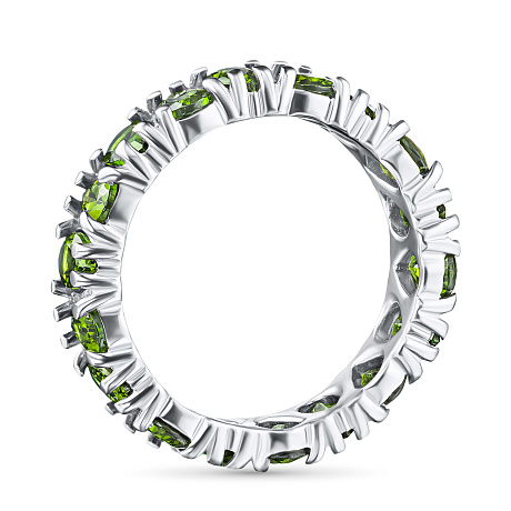 Кольцо из серебра с хромдиопсидами