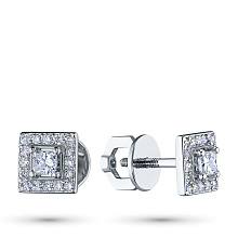 Пусеты из белого золота c бриллиантами