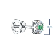 Пусеты из серебра с и изумрудами и бриллиантами
