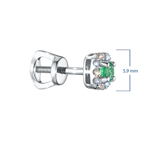 Пусеты из серебра с и изумрудами