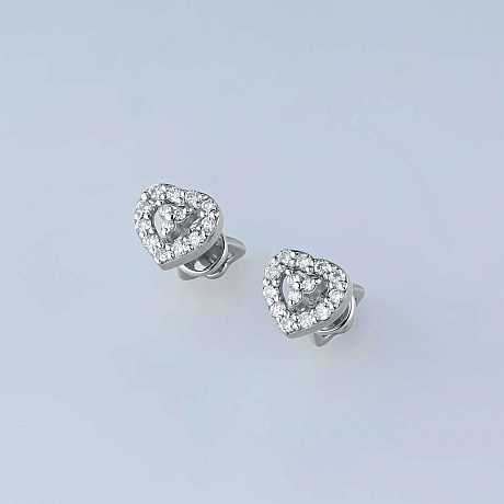 Пусеты из комбинированного золота с бриллиантами