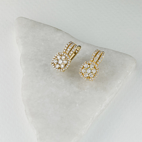 Серьги из желтого золота с бриллиантами
