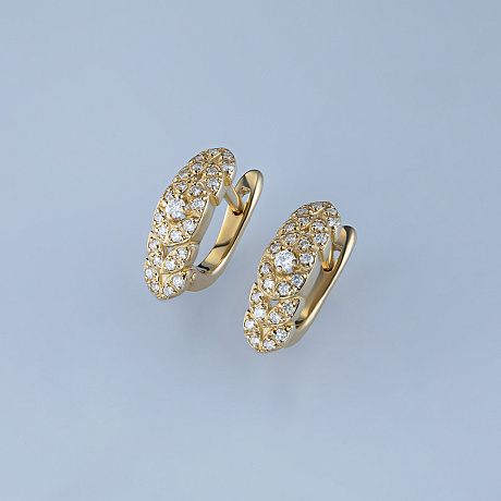 Серьги из желтого золота с бриллиантами