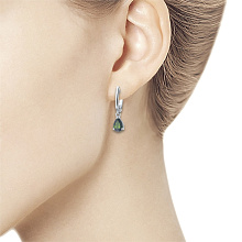 Серьги из серебра с хромдиопсидами