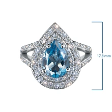 Кольцо из комбинированного золота с и топазом и бриллиантами