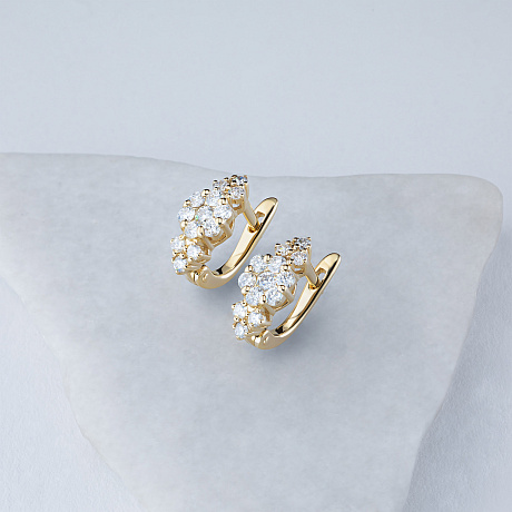 Серьги из желтого золота с бриллиантами