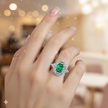 Кольцо из комбинированного золота с и изумрудом и бриллиантами