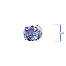 Пусеты из серебра с танзанитами