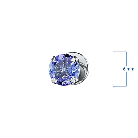 Пусеты из серебра с танзанитами