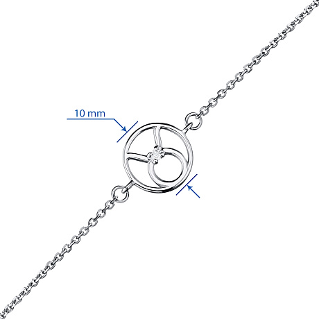 Браслет телец из белого золота с бриллиантом