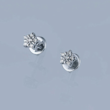 Пусеты из белого золота c бриллиантами