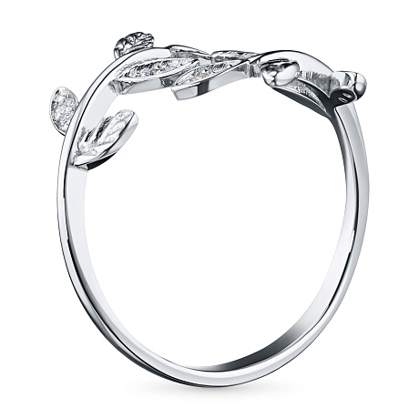 Классическое кольцо из белого золота с бриллиантами