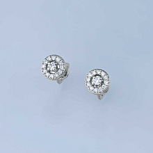 Пусеты из белого золота c бриллиантами