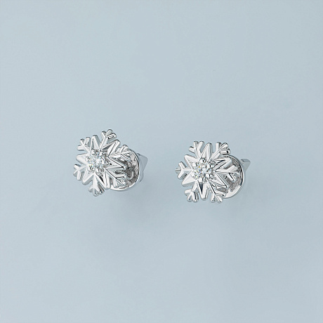 Пусеты из серебра с бриллиантами