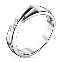 Обручальное кольцо из серебра с бриллиантом