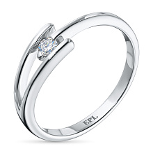Классическое кольцо из серебра с бриллиантом