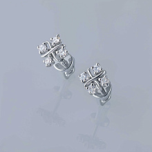 Пусеты из серебра c бриллиантами выращенными