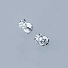 Пусеты из серебра с бриллиантом