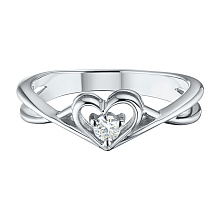 Классическое кольцо из белого золота с бриллиантом