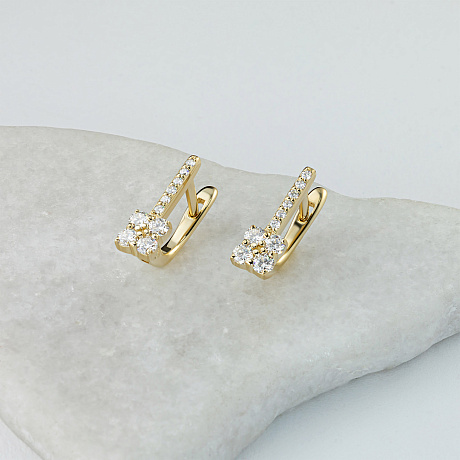 Серьги из желтого золота с бриллиантами